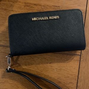 Michael Kors leather wristlet phone case & wallet.